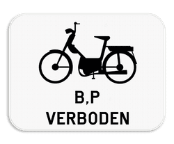 Verkeersbord SB250 M16 onderbord - Verbod voor bromfietsen klasse B en speed pedelecs - 400x300mm