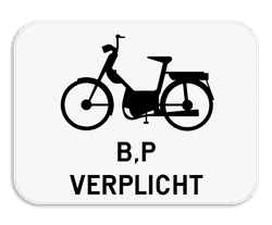Verkeersbord SB250 M14 onderbord - Verplichting bromfietsen klasse B en speed pedelecs - 400x300mm