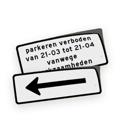 Sticker tijden t.b.v. tijdelijk parkeerbord - reflecterend wit/zwart