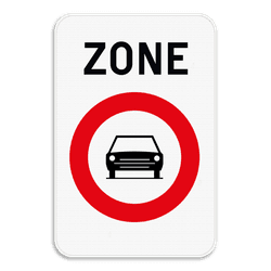 Zonebord SB250 ZC5 &ndash; Verboden toegang voor motorvoertuigen en motorfietsen met zijspan
