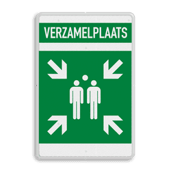 Bord verzamelplaats BHV met tekst - reflecterend