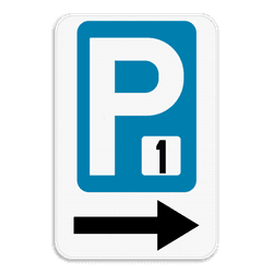 Parkeerbord Parking met nummer + Richtingspijl