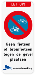 Let op - E1 fiets - eigen tekst - camerabewaking
