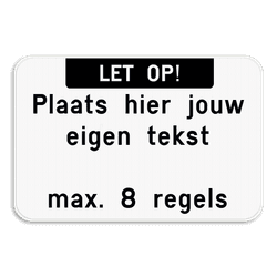Tekstbord landscape met boventekst - wit/zwart
