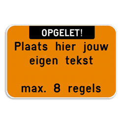 Tekstbord landscape met boventekst - wit/fluo oranje