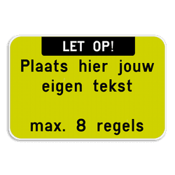Tekstbord landscape met boventekst - wit/fluo geel-groen