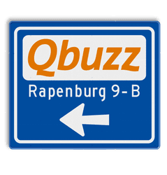 Bewegwijzeringsbord 1180x1000mm met logo en pijl