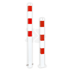 Parkeerpaal 70x70mm rood wit - vast met grondanker of bodemmontage