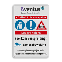 Waarschuwingsbord COVID-19 maatregelen met eigen logo
