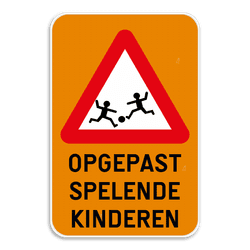 Verkeersbord Opgepast spelende kinderen