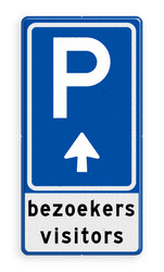 Parkeerbord BW201 met eigen tekst en pijl
