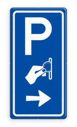 Verkeersbord RVV BW111 - Betaald parkeren met aanpasbare pijlrichting