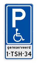 Verkeersbord RVV E06 parkeerplaats mindervaliden - met kenteken