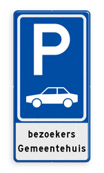 Verkeersbord RVV E08 + tekstregels - Parkeerplaats auto's
