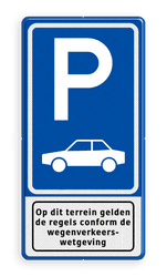 Verkeersbord RVV E08 + pictogram - Parkeerplaats auto's.