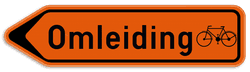 Verkeersbord SB250 F41 - Wegwijzer omleiding voor fietsers Links