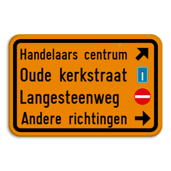 Verkeersbord SB250 F39 - 4 tekstblokken + pictogrammen