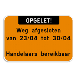 Tekstbord landscape 3:2 met boventekst - wit/fluo oranje