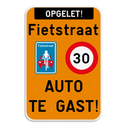 Informatiebord - fietsstraat - auto te gast!