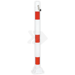 Parkeerpaal Ø60-76mm rood wit - neerklapbaar met bodemmontage