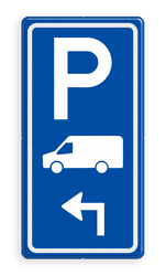 Parkeerroutebord E8p busje met pijl