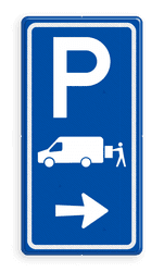 Parkeerroutebord E7b laden/lossen busje met pijl