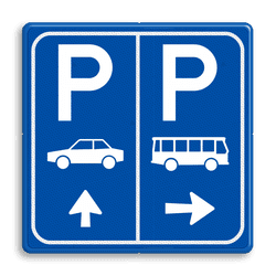 Parkeerbord E8+E8d auto en bus met pijl