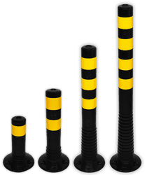 Flexibele afzetpaal in kunststof zwart geel &Oslash;80mm - overrijdbaar