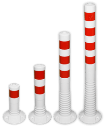 Poteaux Flexibles Anti-Stationnement en plastique blanc/rouge - Ø80mm