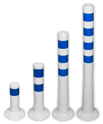 Kunststof flexibele afzetpaal wit blauw Ø80mm - overrijdbaar