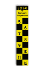 Scheepvaartbord BPR G.5.1 - 200mm - Hoogteschaal - zwart/geel - decimeters