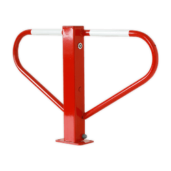 Barri&egrave;re anti-stationnement pliable rouge ou galvanis&eacute;e avec serrure triangulaire