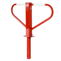 Barri&egrave;re anti-stationnement pliable rouge ou galvanis&eacute;e avec manchon de sol