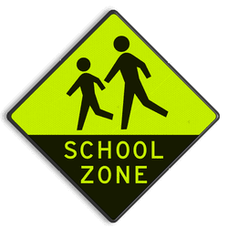 Verkeersbord schoolzone - Extra opvallend fluorescerend/reflecterend