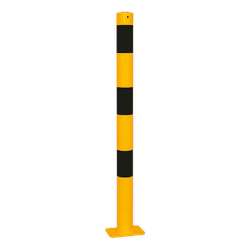 Poteau de protection Ø60x900mm sur platine - Jaune/noir