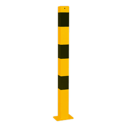 Poteau de protection carré 70x70x900mm sur platine - Jaune/noir