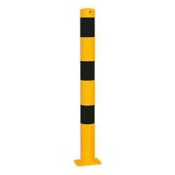 Poteau de protection Ø89x900mm sur platine - Jaune/noir