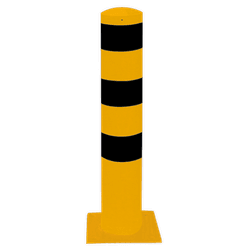 Poteau de protection Ø152x1000mm sur platine - Galvanisé ou jaune/noir