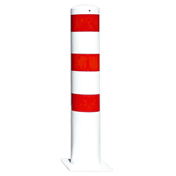 Poteau de protection Ø152x1000mm sur platine - Blanc/rouge ou galvanisé