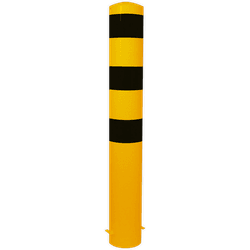 Poteau de protection &Oslash;152x2000mm avec fixation dans le sol - galvanis&eacute; ou jaune/noir