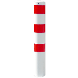 Rampaal Ø152x1500mm met grondmontage - wit/rood of verzinkt