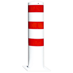 Poteau de protection Ø273x1500mm sur platine - Galvanisé ou blanc/rouge