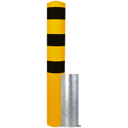Poteau de protection amovible Ø193x1500mm avec manchon - Galvanisé ou jaune/noir