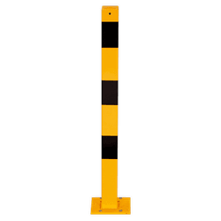 Poteau de protection amovible 70x70mm avec platine coulissante - Jaune/noir