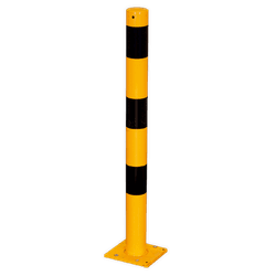 Poteau de protection amovible Ø76mm avec platine coulissante - Jaune/noir