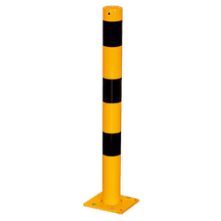 Poteau de protection amovible Ø89mm avec platine coulissante - Jaune/noir