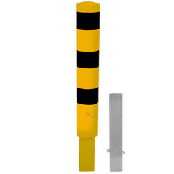 Poteau de protection amovible Ø152x1500mm avec serrure triangulaire - Jaune/noir