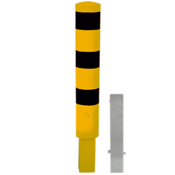 Poteau de protection amovible Ø193x1500mm avec serrure triangulaire - Jaune/noir