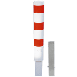Poteau de protection Ø152x1000mm amovible avec serrure - blanc/rouge