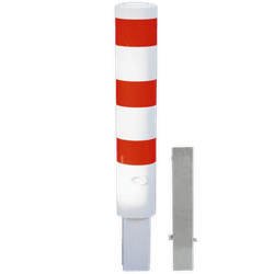 Poteau de protection Ø193x1000mm amovible avec serrure - blanc/rouge